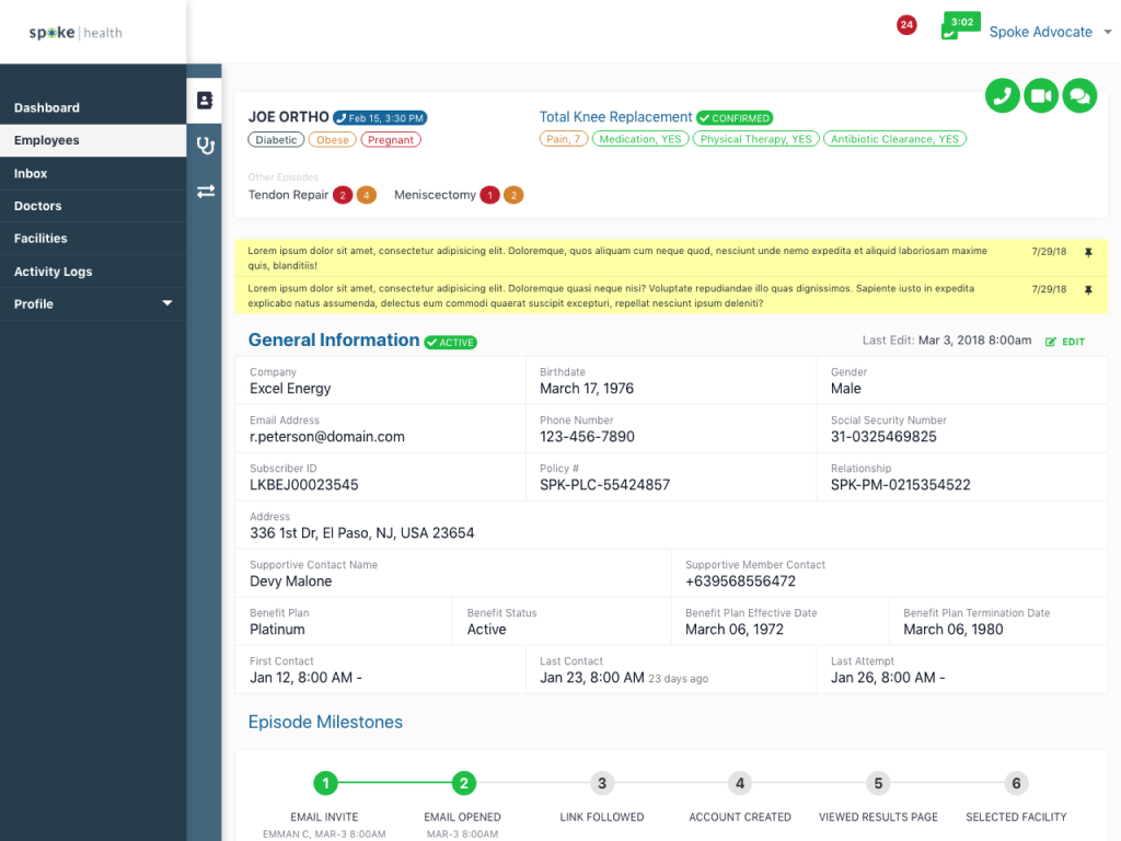 SpokeHealth admin members screen 2